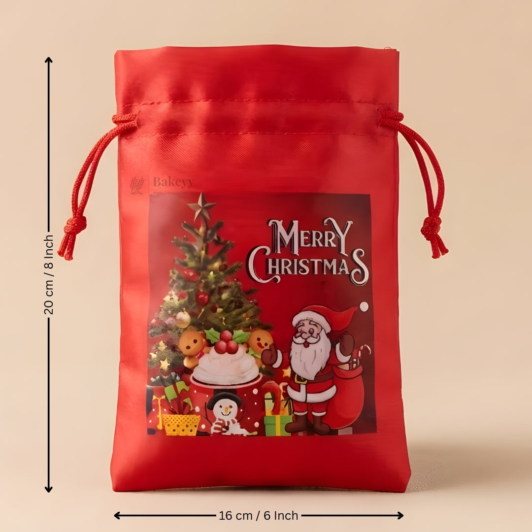 Satin Christmas Potli Bag | Perfect for Gifting & Hampers | Pack of 25