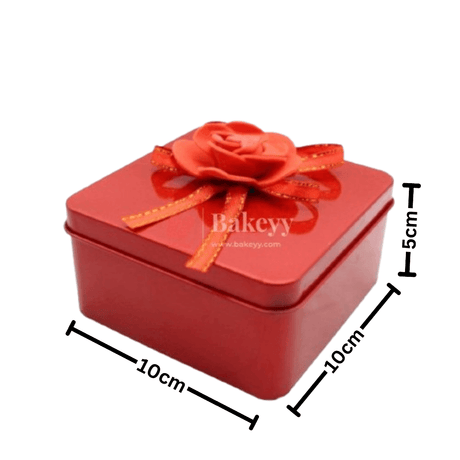 Pack of 4 | Red Empty Decorative Tin Box | Gift Box | Chocolate Box | Sweet Box | Jewellery Box | Luxury Box | - Bakeyy.com - India - Pack of 4 | Red Empty Decorative Tin Box | Gift Box | Chocolate Box | Sweet Box | Jewellery Box | Luxury Box | - Pack of 4