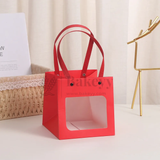 Red Paper Gift Bag with Transparent Window | Pack of 10