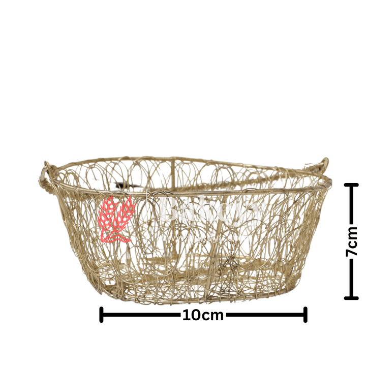 Decorative Gold Metal Hamper Basket For Gifting Oval - Bakeyy.com