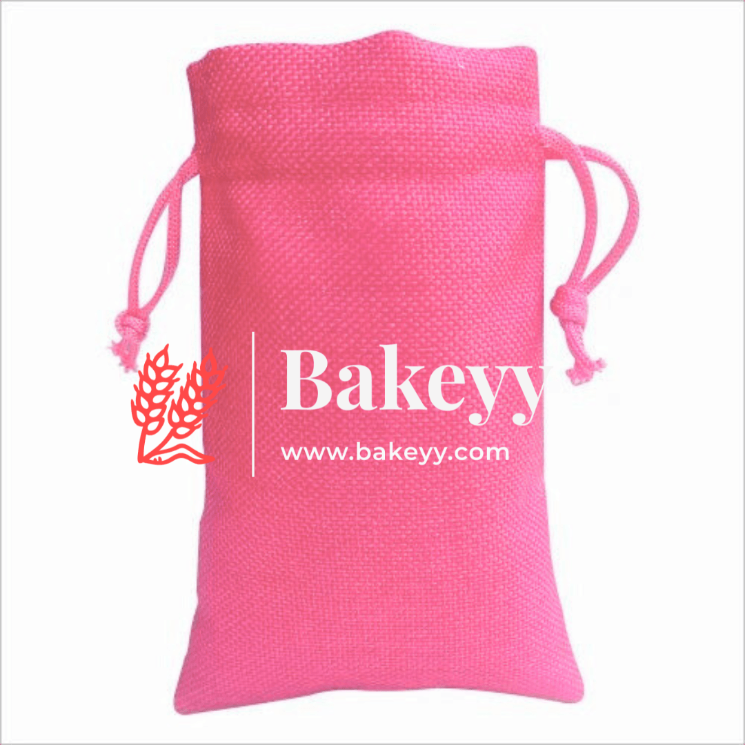 Pink Jute Potli Bag | Gift Return Gifts Bags | Drawstring Bags | (Pack of 10) - Bakeyy.com - India - Pink Jute Potli Bag | Gift Return Gifts Bags | Drawstring Bags | (Pack of 10) - 10X14 CM