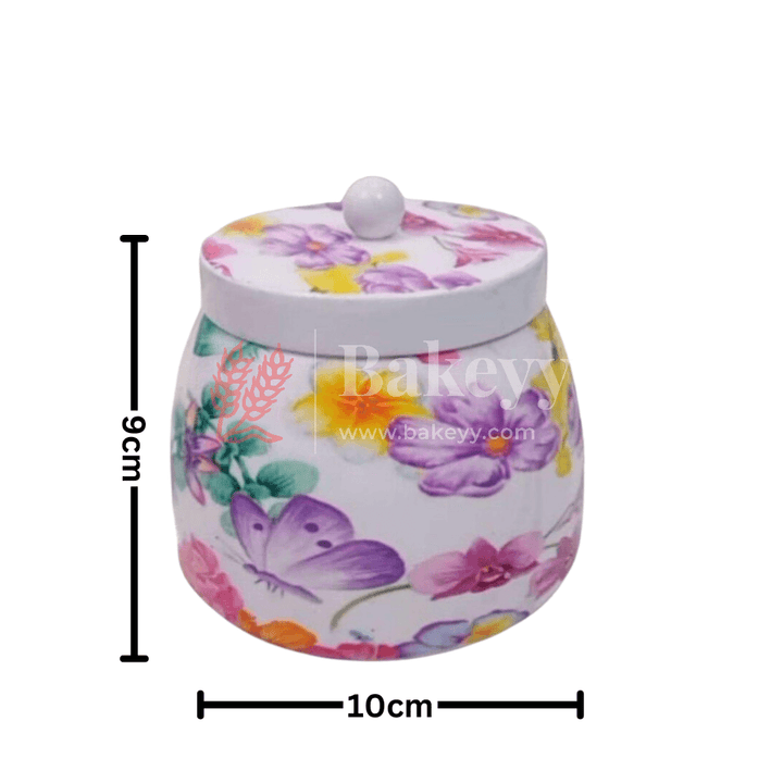 Dry Fruit Jar for Gifting | Designed Jar | Floral Design | (Pack of 1) - Bakeyy.com