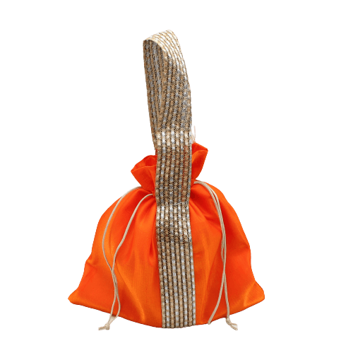 10x10 Design Potli Bag | Orange Colour | | Pack Of 10 - Bakeyy.com