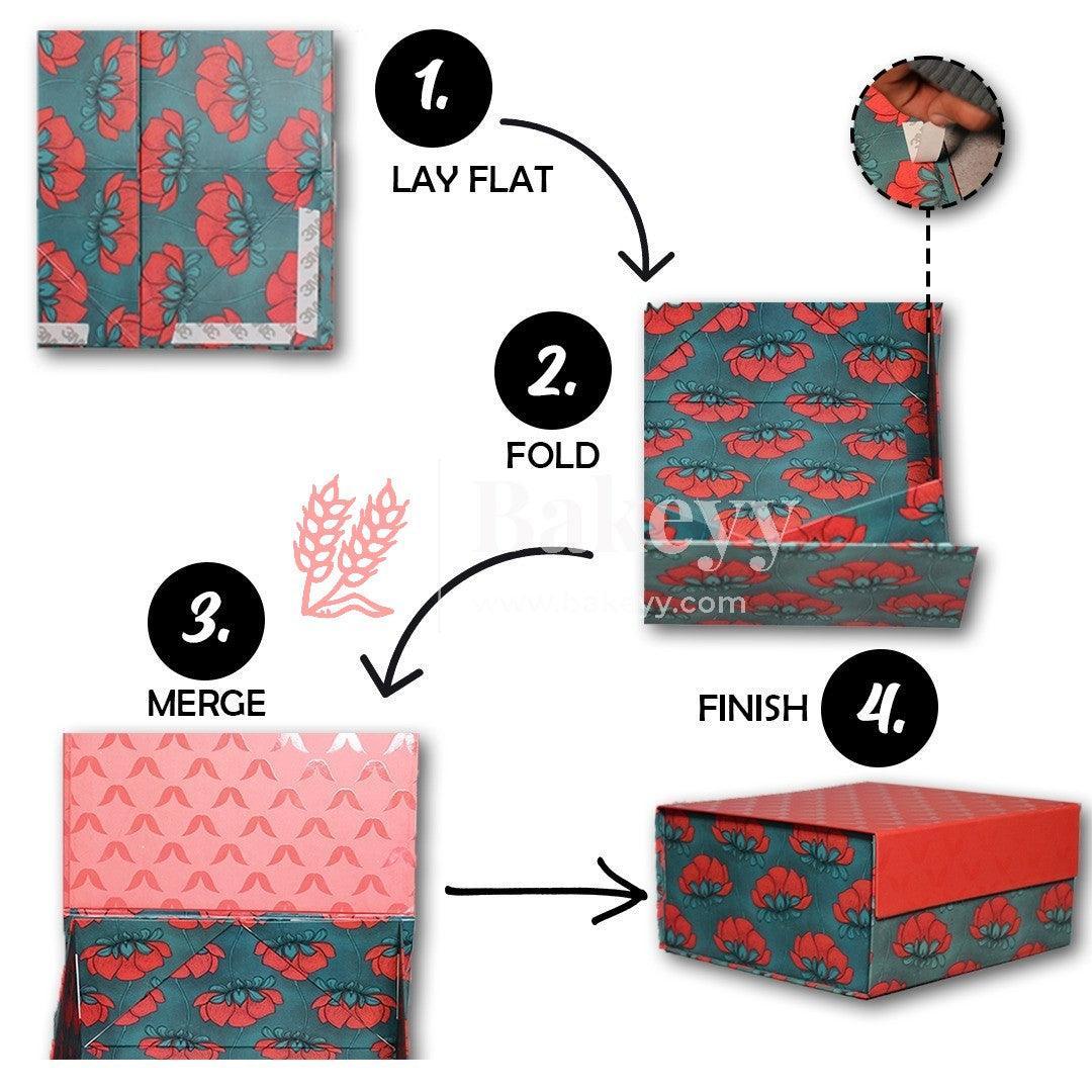 10x10x4 Inch | Collapsible Hamper Boxes | Rigid Box | Cardboard Box | Gift Box - Bakeyy.com - India - 10x10x4 Inch | Collapsible Hamper Boxes | Rigid Box | Cardboard Box | Gift Box - Design 1