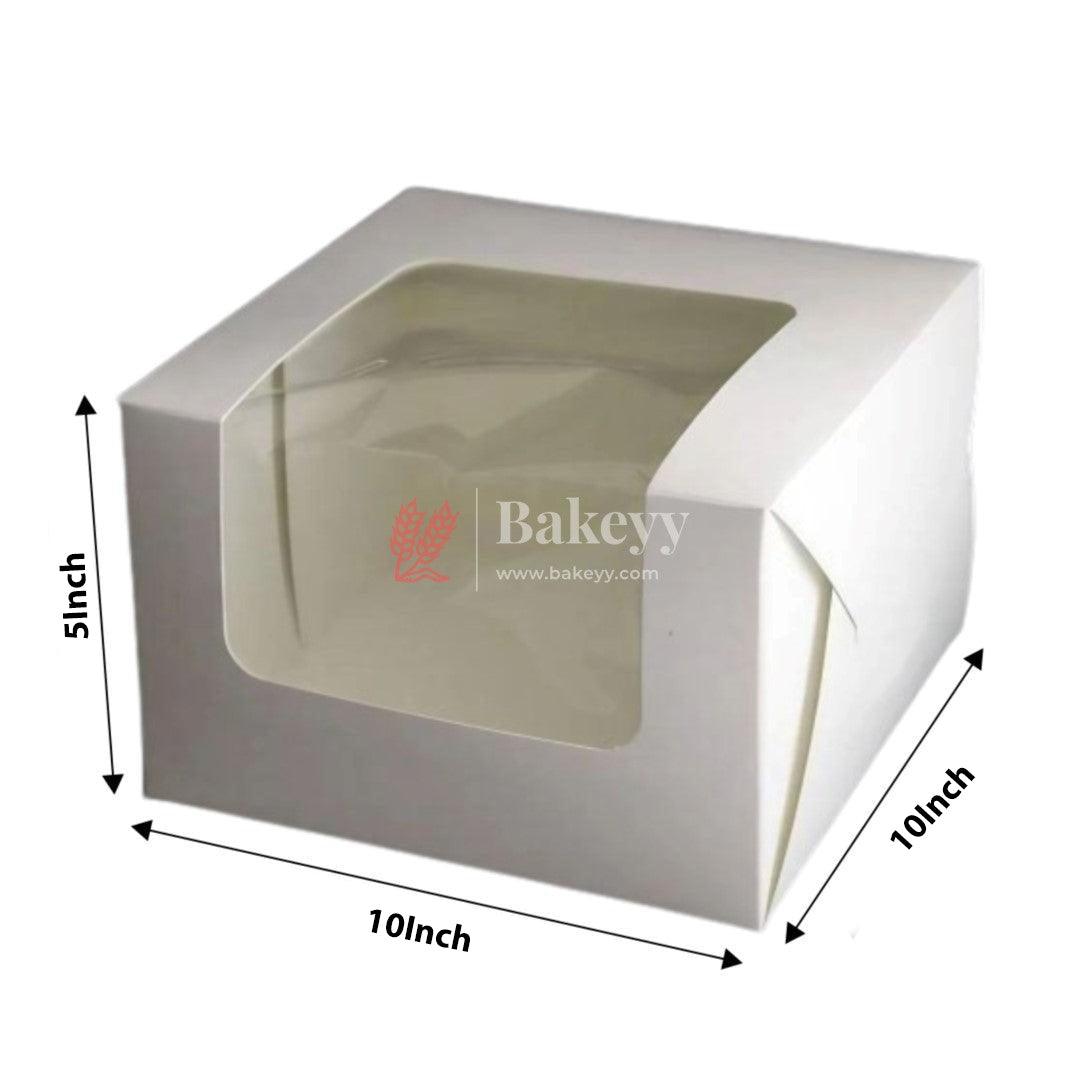 10x10x5 inch Plain Cake Box With Window | Birthday Cake boxes - Bakeyy.com - India - 10x10x5 inch Plain Cake Box With Window | Birthday Cake boxes - Pack of 50 / 10x10x5