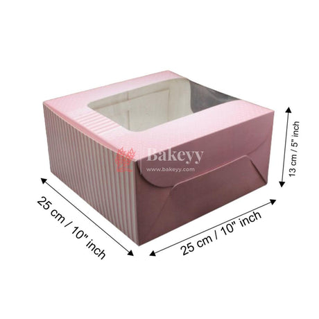 10x10x5 inch Printed Cake Box With Window | Birthday Cake boxes | Pack Of 50 | - Bakeyy.com - India - 10x10x5 inch Printed Cake Box With Window | Birthday Cake boxes | Pack Of 50 | - Default Title