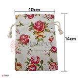 10x14cm| Floral Rose Jute Drawstring Bag| Jute Potli Bags| Gift Bags, Jewellery Pouches| DIY Craft Potli| Pack of 10