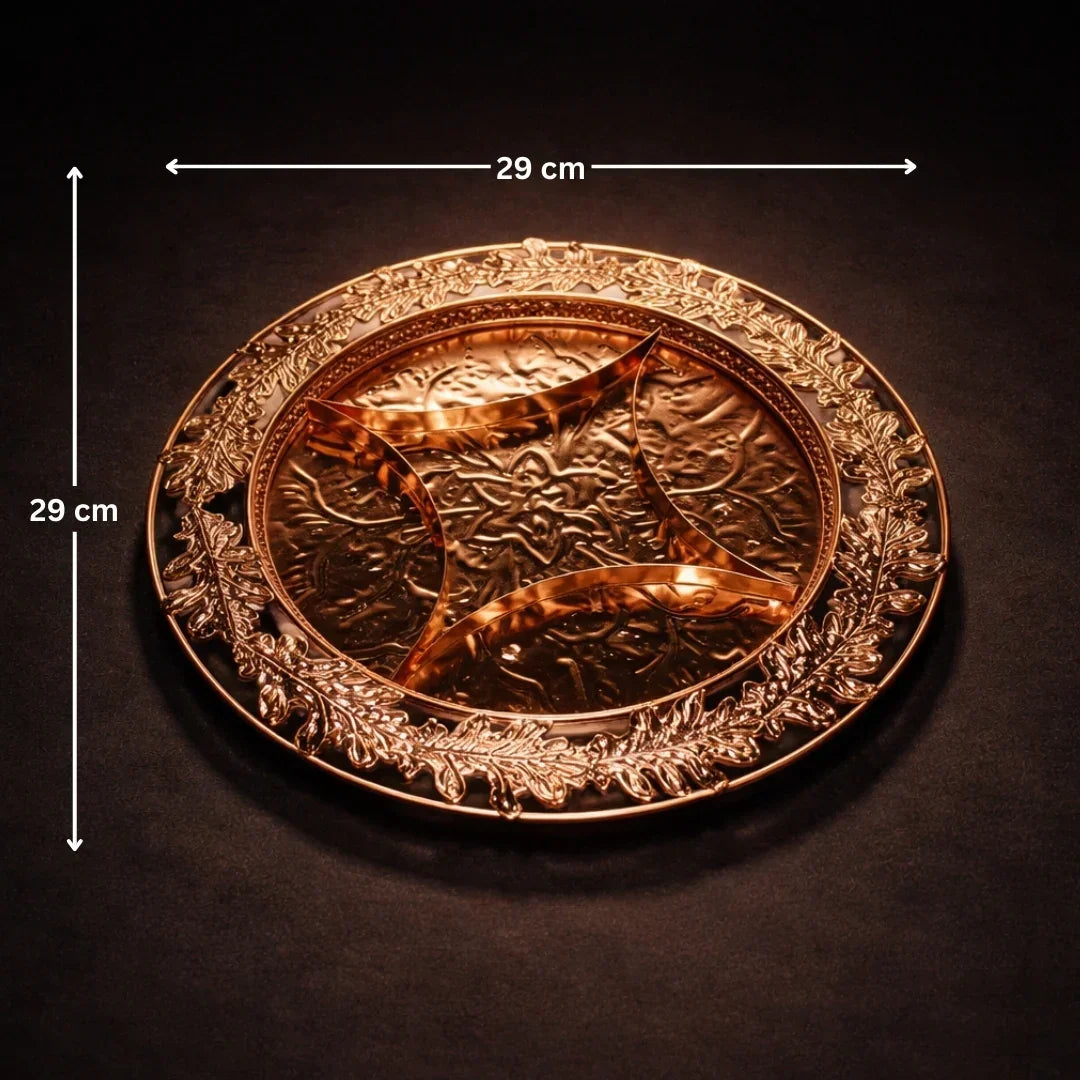 11.5_inch_Luxurious_Round_Rose_Gold-Plated_Serving_Tray_with_Intricate_Design_Metal_Dry_Fruit_Tray_1
