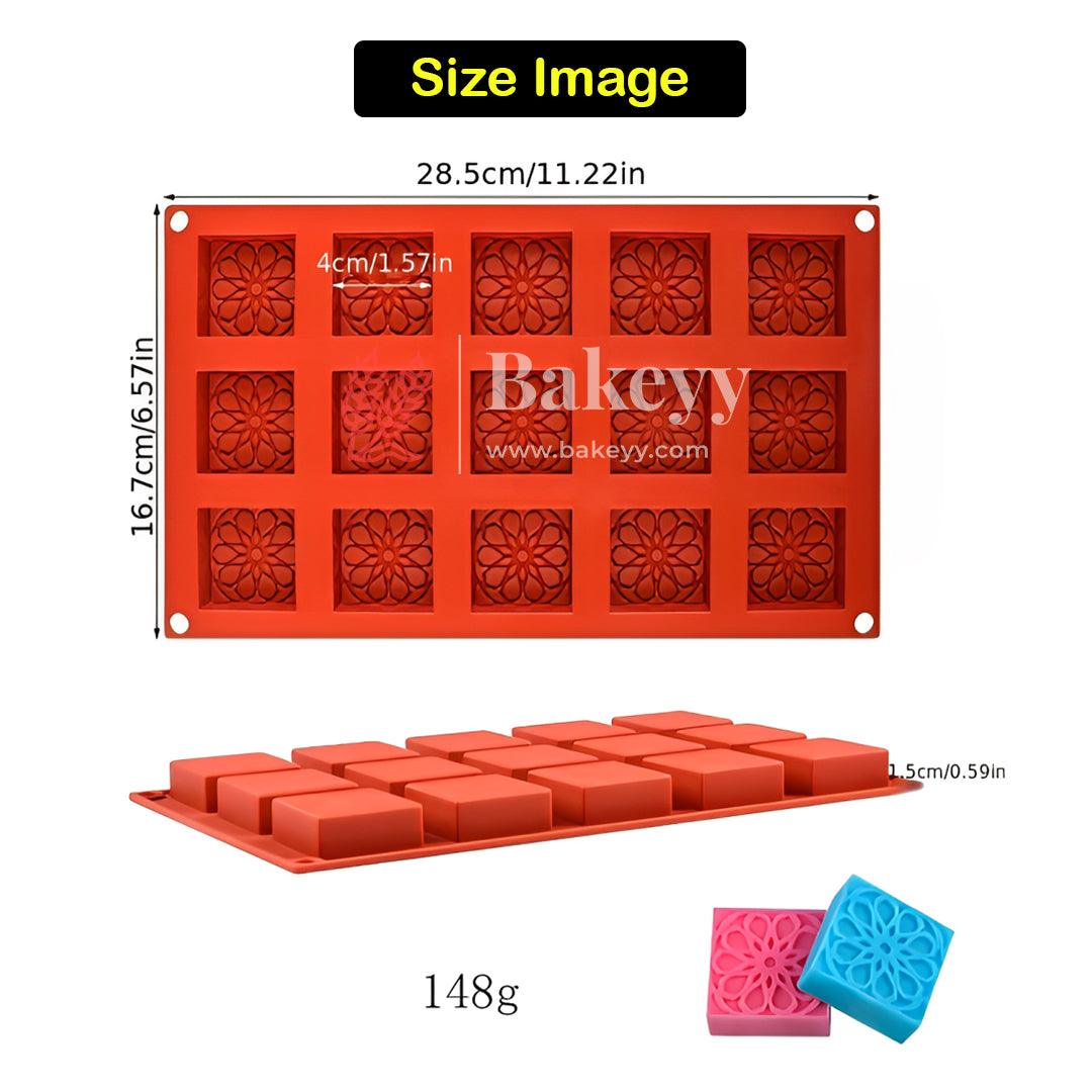 15 CAVITIES with Designed | Square Silicone Mould | Mousse Cake Baking Moulds | - Bakeyy.com - India - 15 CAVITIES with Designed | Square Silicone Mould | Mousse Cake Baking Moulds | - Default Title