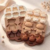 11CavityCuteBear_BowCharacterSiliconeChocolateMould - Bakeyy.com