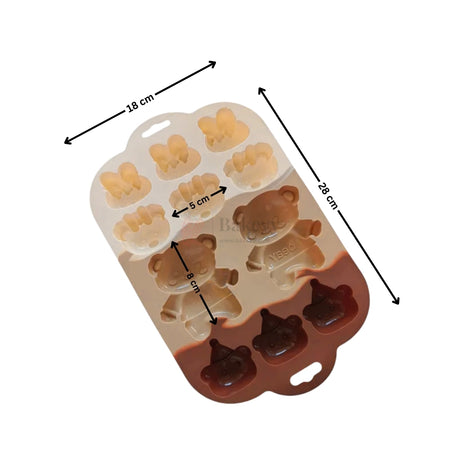 11 Cavity Cute Bear & Bow Character Silicone Chocolate Mould  | Pack of 1