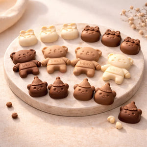 11CavityCuteBear_BowCharacterSiliconeChocolateMould_2 - Bakeyy.com