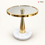 Gold Cake Stand with Glass Top & Marble Base | Pack of 1