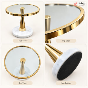 Gold Cake Stand with Glass Top & Marble Base | Pack of 1