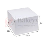 5x5x3 inch Plain White Cake Box | Grey Back Cake Box| Pack of 50