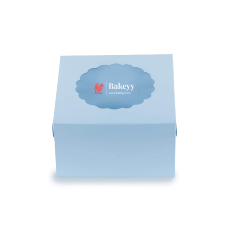 8x8x5 inch Blue Cake Box With Window | Birthday Cake boxes | Pack Of 25 | - Bakeyy.com - India - 8x8x5 inch Blue Cake Box With Window | Birthday Cake boxes | Pack Of 25 | - Default Title