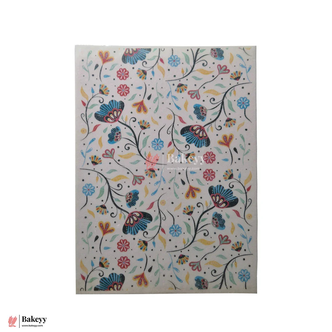 Colorful Edible Wafer Sheet – Colorful Butterfly & Floral Design| Pack Of 1