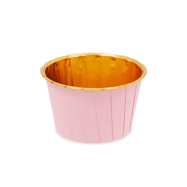 5039 | Plain Gold With Pink Muffin Cup | Curl Edge | Cupcake Liner | pack Of 50 - Bakeyy.com