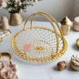 Golden Mesh Basket with Handles: A Sophisticated and Elegant Gifting Solution - Bakeyy.com - India - Golden Mesh Basket with Handles: A Sophisticated and Elegant Gifting Solution - Default Title