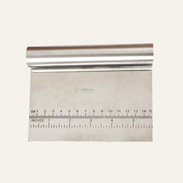 Bench Scraper- Stainless Steel Scrapper with Measuring Scale| 1 Piece - Bakeyy.com - India - Bench Scraper- Stainless Steel Scrapper with Measuring Scale| 1 Piece - Default Title