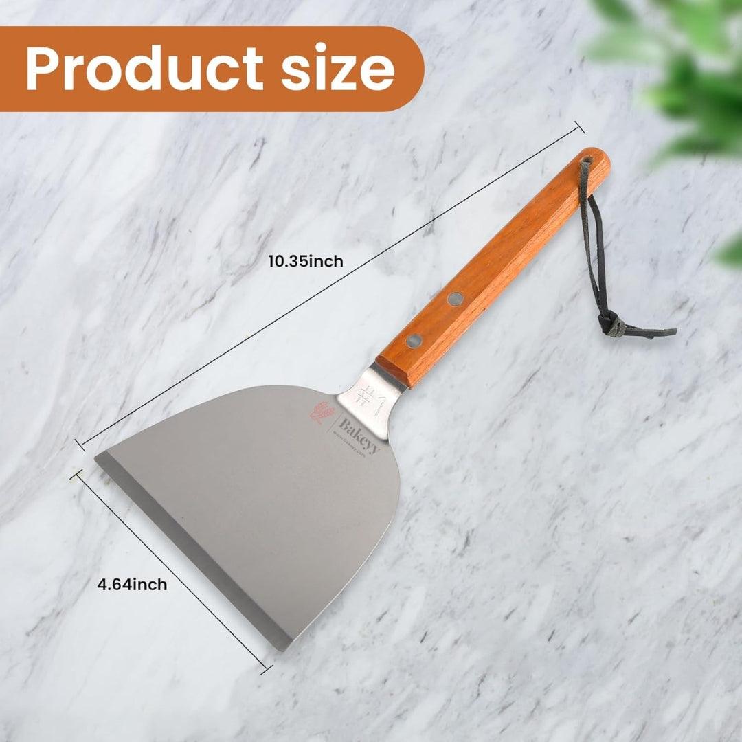 Stainless Steel Scraper with Wooden Handle| 1 Piece - Bakeyy.com - India - Stainless Steel Scraper with Wooden Handle| 1 Piece - Default Title