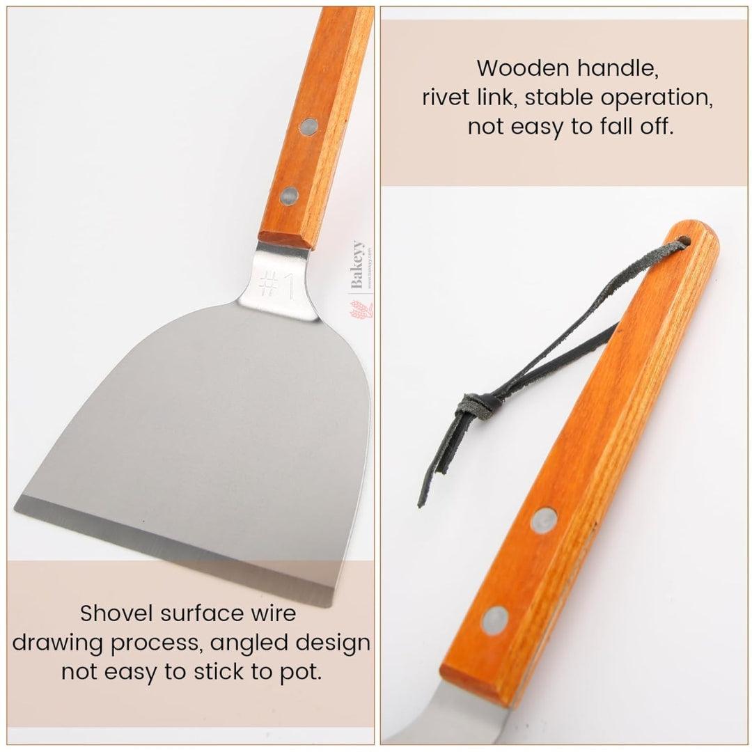 Stainless Steel Scraper with Wooden Handle| 1 Piece - Bakeyy.com - India - Stainless Steel Scraper with Wooden Handle| 1 Piece - Default Title