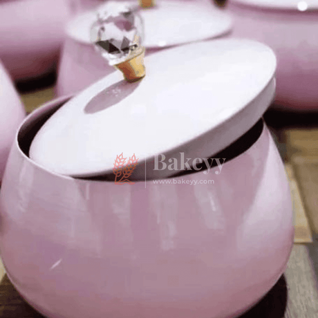 Pink Ceramic Candy Jar with Crystal Knob - Bakeyy.com - India - Pink Ceramic Candy Jar with Crystal Knob - Default Title