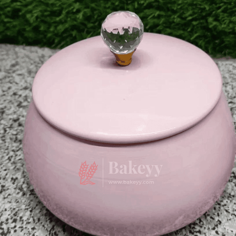 Pink Ceramic Candy Jar with Crystal Knob - Bakeyy.com - India - Pink Ceramic Candy Jar with Crystal Knob - Default Title