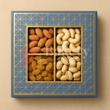 8x8x1.5 Inch | Rigid Dry Fruit Box | Elegant 4-Compartment Festive Hamper Box with Window Lid | 1 Piece