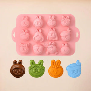 12CavityBunnyFacesSiliconeChocolateMould_3 - Bakeyy.com