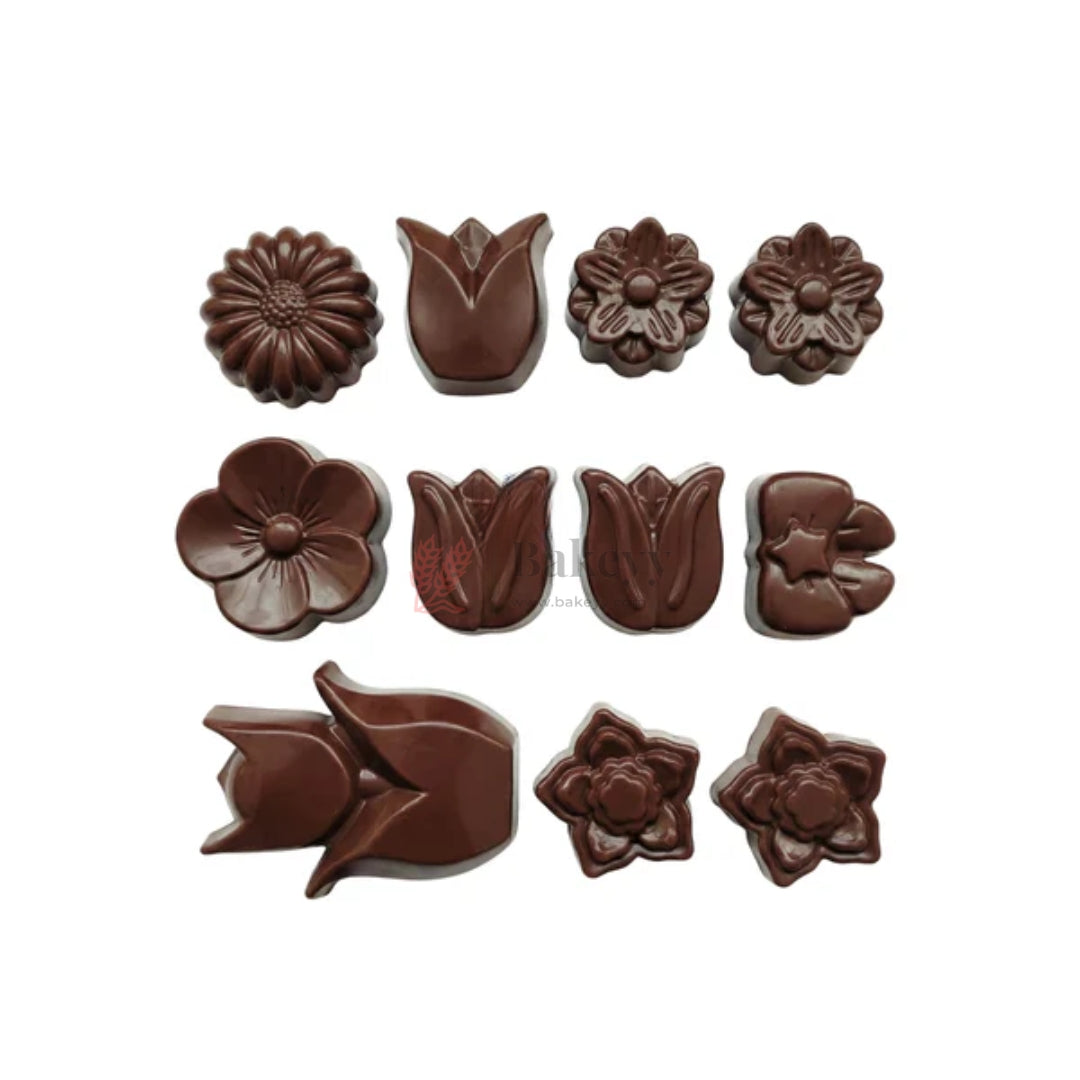 12 Cavity Floral & Leaf Assorted Silicone Chocolate Mould | Pack of 1
