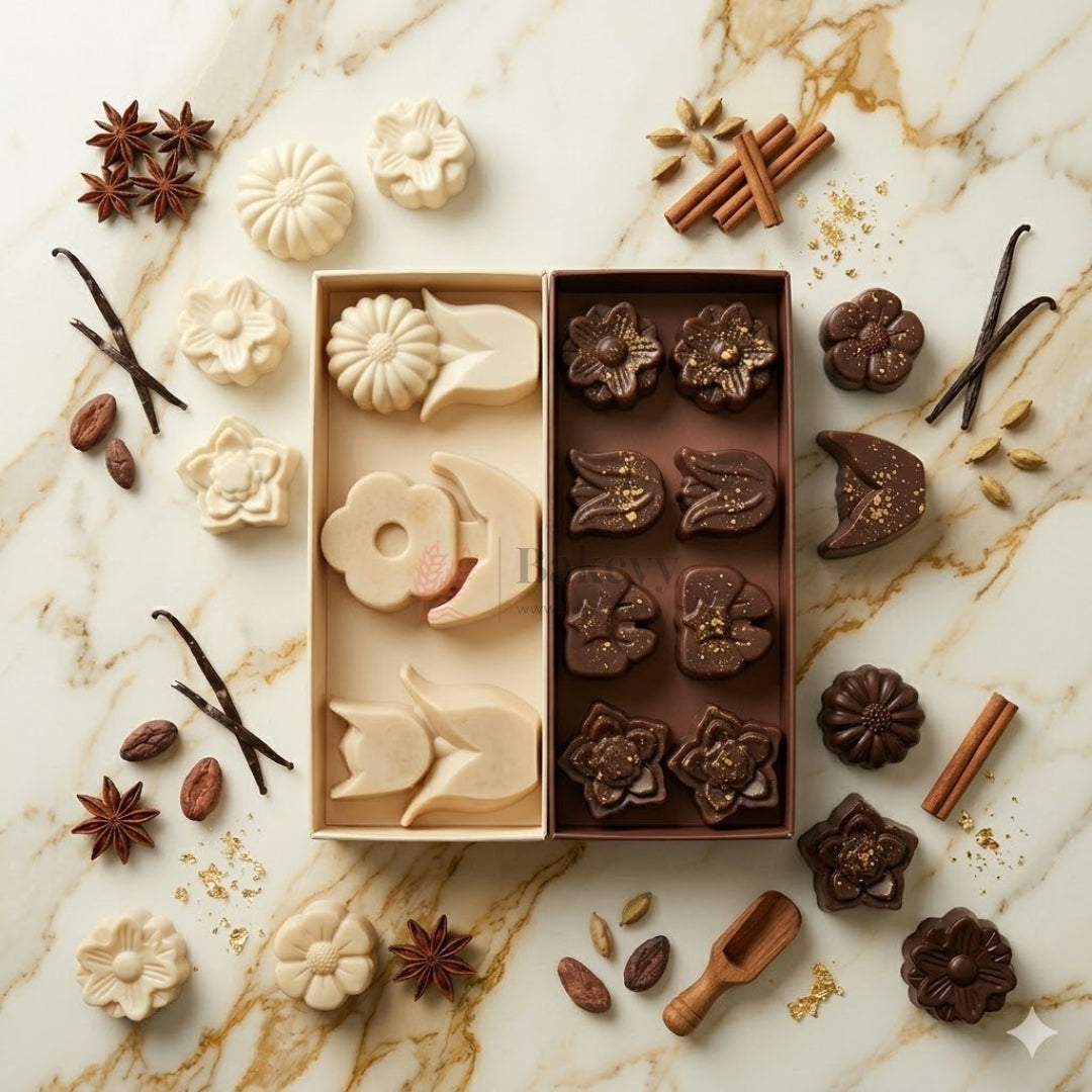 12 Cavity Floral & Leaf Assorted Silicone Chocolate Mould | Pack of 1