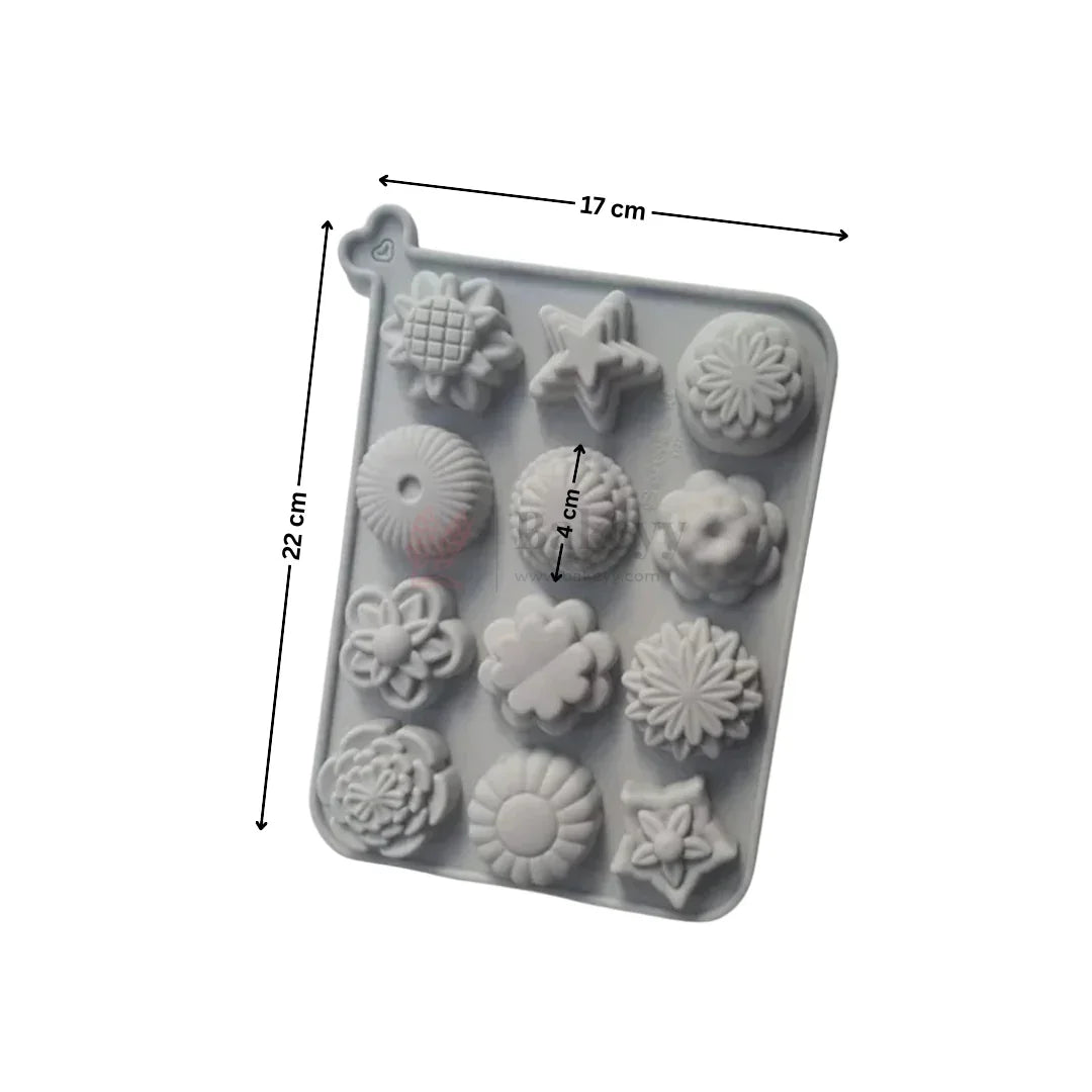 12CavityMultipleShapeFloralSiliconeChocolateMould_1 - Bakeyy.com