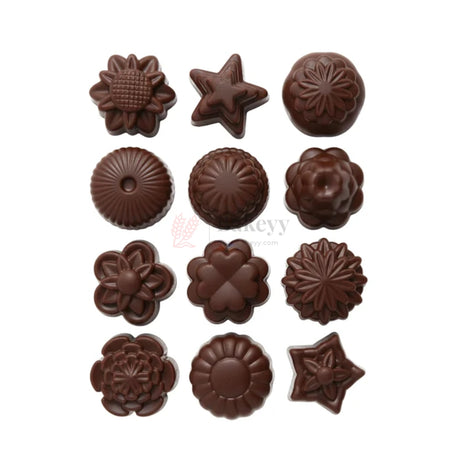12 Cavity Multiple Shape Floral Silicone Chocolate Mould | Pack of 1