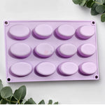 12CavityOvalSoapSiliconeMouldSmoothOvalSoapBarMouldforHandmadeSoapMaking - Bakeyy.com