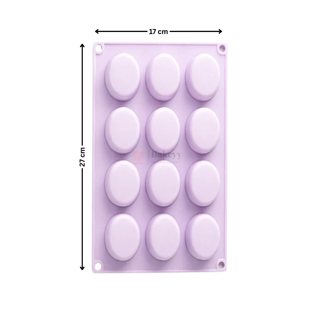 12 Cavity | Oval Soap Silicone Mould | Smooth Oval Soap Bar Mould for Handmade Soap Making | Pack of 1