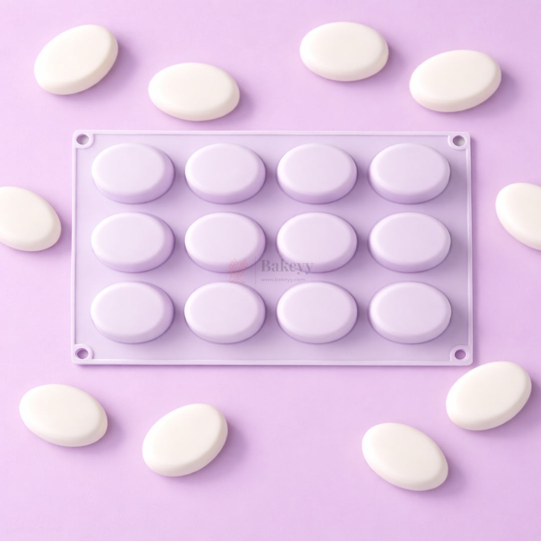 12 Cavity | Oval Soap Silicone Mould | Smooth Oval Soap Bar Mould for Handmade Soap Making | Pack of 1