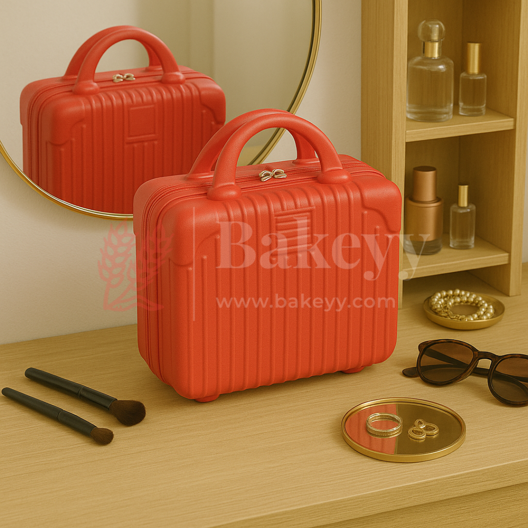 12x6x9 Inch | Portable Makeup Travel Case | Hand Luggage | Bag Organizer | Red | 1 Piece