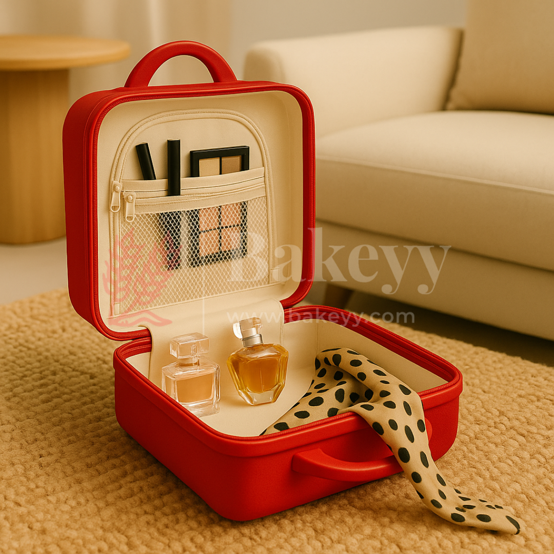 12x6x9 Inch | Portable Makeup Travel Case | Hand Luggage | Bag Organizer | Red | 1 Piece