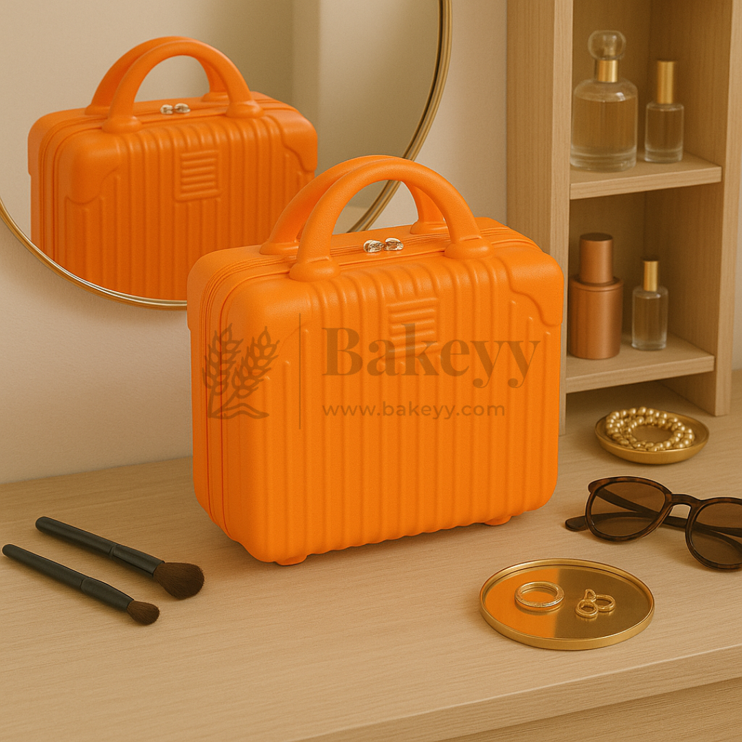 12x6x9 Inch | Portable Makeup Travel Case | Hand Luggage | Bag Organizer | Orange | 1 Piece