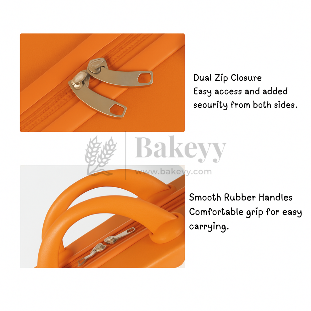 12x6x9 Inch | Portable Makeup Travel Case | Hand Luggage | Bag Organizer | Orange | 1 Piece