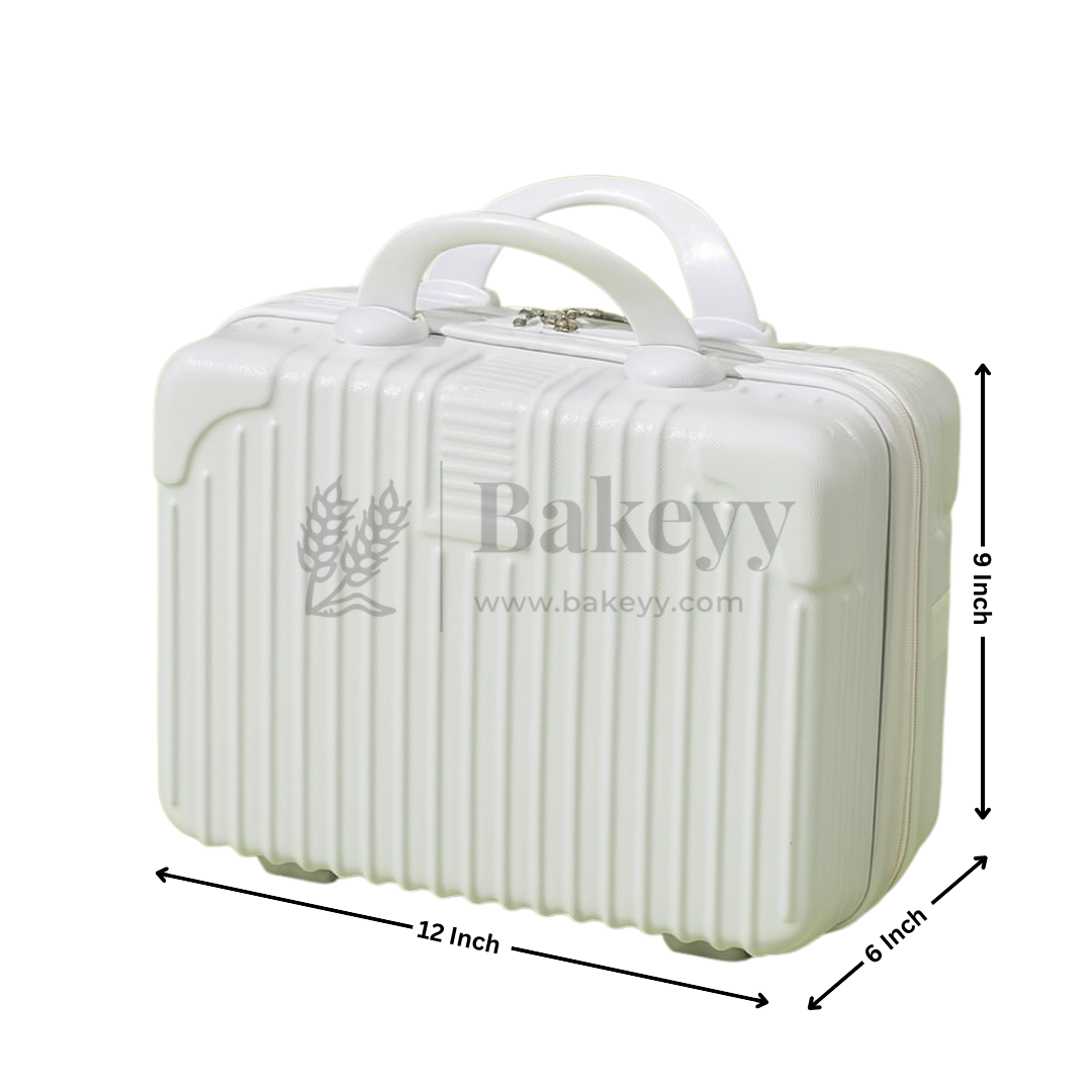 12x6x9 Inch | Portable Makeup Travel Case | Hand Luggage | Bag Organizer | White | 1 Piece