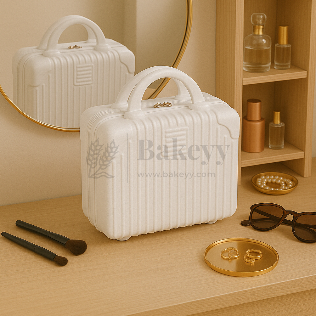 12x6x9 Inch | Portable Makeup Travel Case | Hand Luggage | Bag Organizer | White | 1 Piece