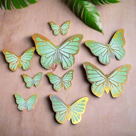 10 pcs shiny butterfly Birthday Cake Topper| decoration Toppers| Bday Decorations Items - Bakeyy.com - India - 10 pcs shiny butterfly Birthday Cake Topper| decoration Toppers| Bday Decorations Items - Design 6 - Turquoise