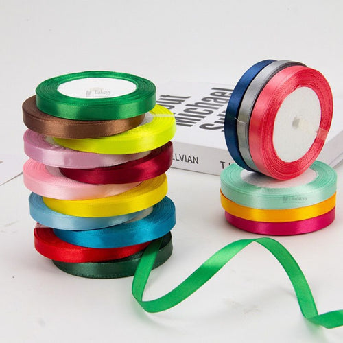 1/2 Inch Satin Ribbon Roll | Premium Decorative Gift Wrapping Ribbon for Packaging, Hampers & Crafts | 7.5 Meter Length Per Roll | Pack of 10