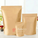 100g | Kraft Zip Lock Pouch | Brown | Kraft Zip lock | 11x18.5x4 CM | Standing Pouch - Bakeyy.com - India - 100g | Kraft Zip Lock Pouch | Brown | Kraft Zip lock | 11x18.5x4 CM | Standing Pouch - Pack Of 50 / 10x15x3 cm / 100g