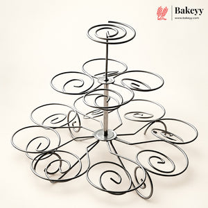 3-Tier Metal Cupcake Stand with Spiral Holders | 13-Piece Cupcake & Dessert Display Stand | Elegant Party & Bakery Stand | Pack of 1