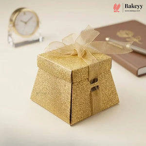 Glitter Gift Box with Ribbon | Elegant Paper Favor Box for Chocolates & Goodies | 3 Color Options | Pack of 10