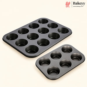 6 & 12 Slot Tray Cup Muffin Pan Tins Mould | Baking Cupcake | Non-Stick Mould | Reusable Tray Pan Mould |