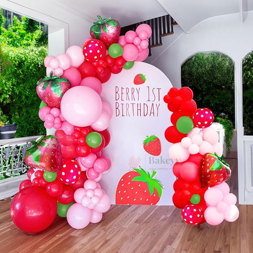 Strawberry Theme Party Decoration Set | Cute Strawberry Balloon Arch Kit | Party Decor | Pack of 1